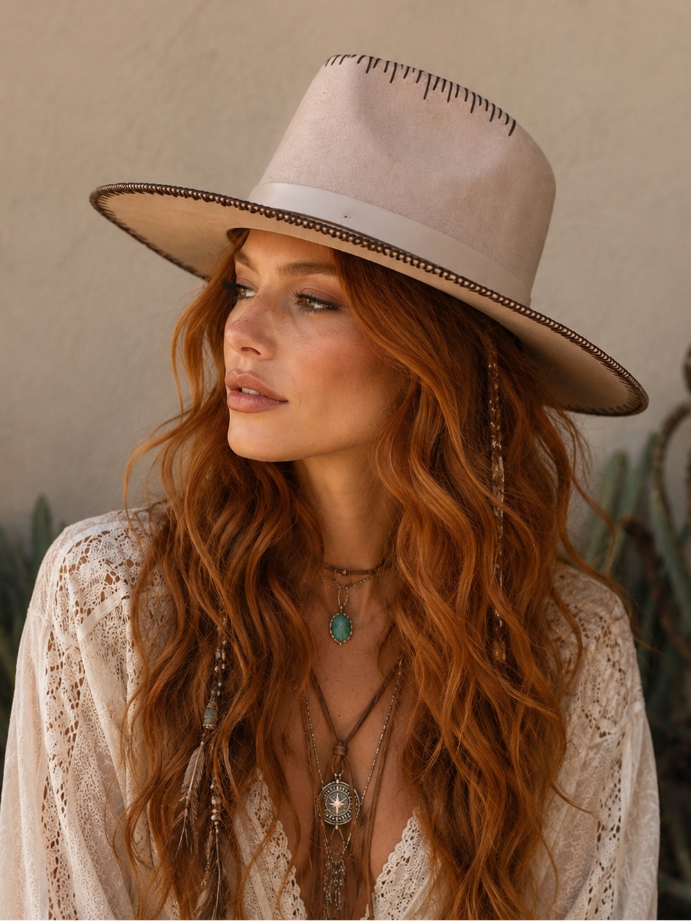 Shyanne 100% Wool Felt Rancher Fedora Hat Embroidered Western Boho NWT